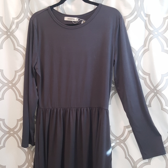 nenona Dresses & Skirts - Nenona Grey LS Dress w/ Pockets XL NWT